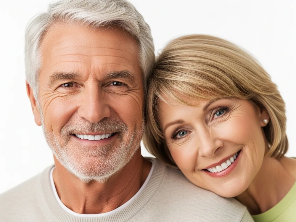 An older couple smiling