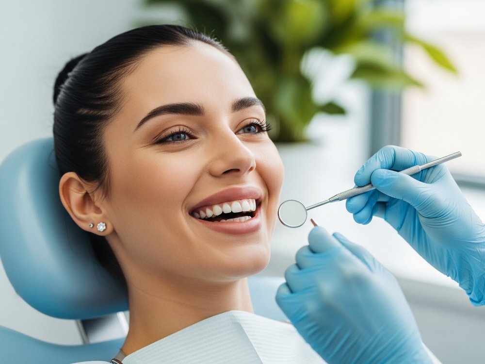 A dental check-up with the mouth mirror