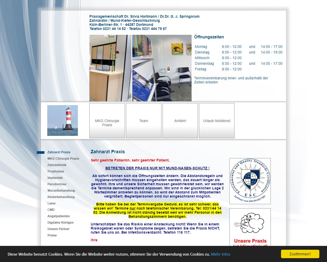 Praxisgemeinschaft <br>  Dr. med. dent. Silvia Hartmann <br>Dr. Dr. med. G. J. Springorum