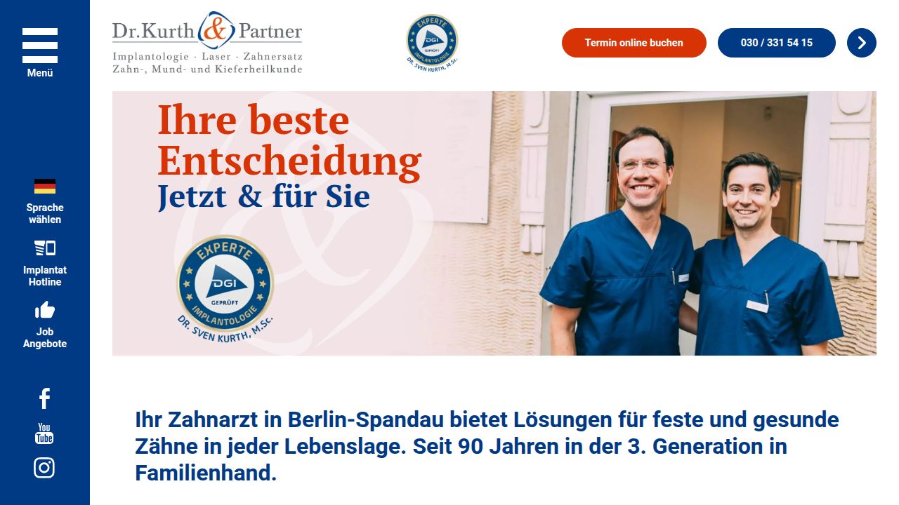 Startseite der Internetseite von Dr.Kurth & Partner