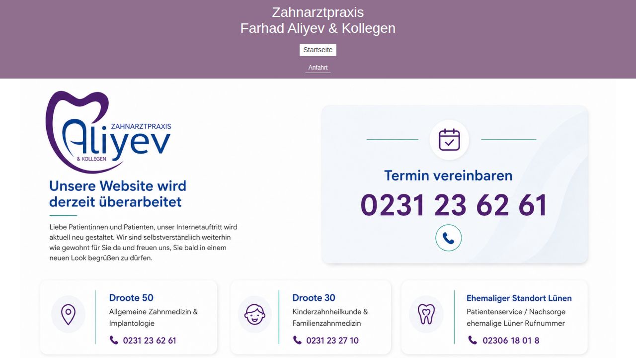 Startseite der Internetseite von Herr Farhad Aliyev