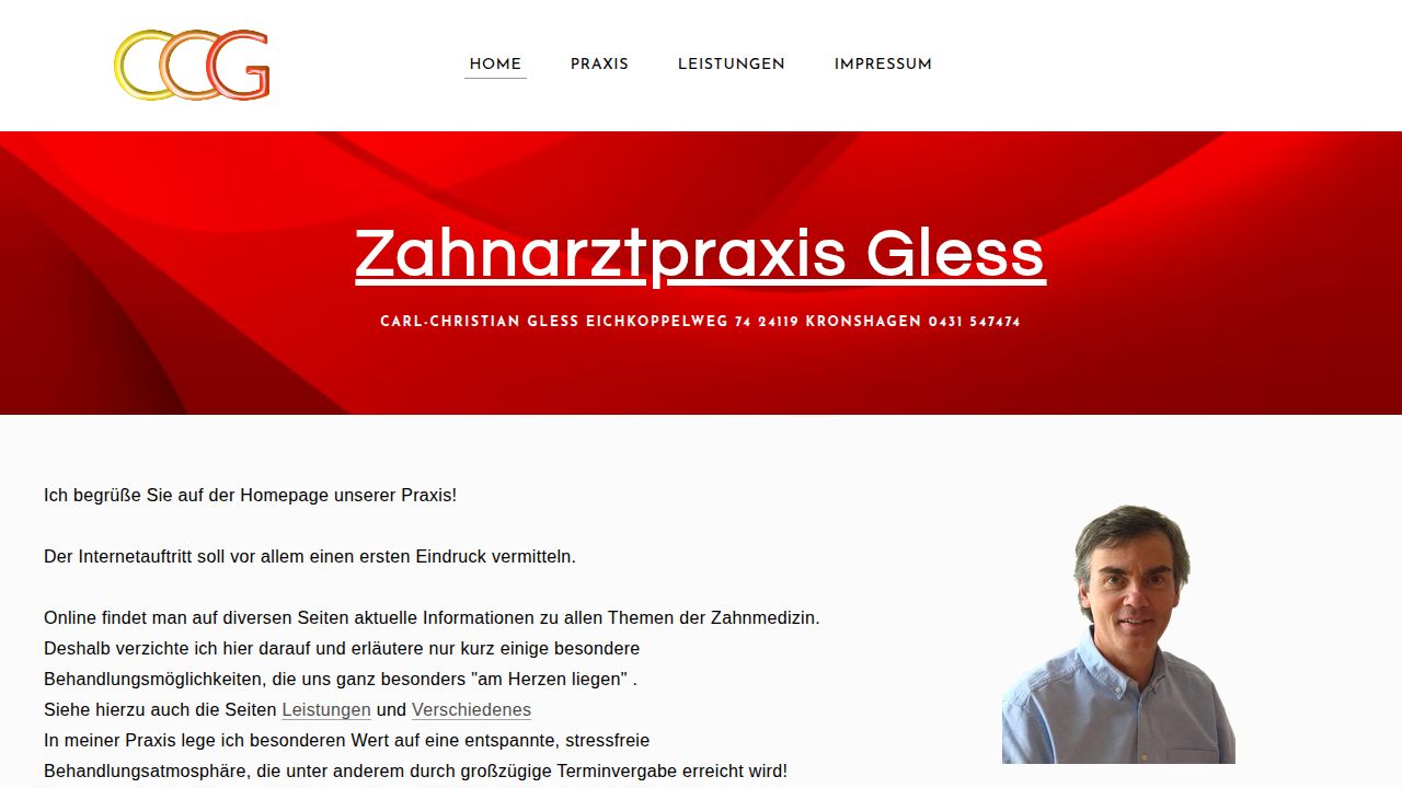 Startseite der Internetseite von Carl-Christian Gless
