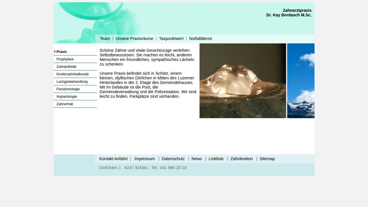Startseite der Internetseite von Dr. med. dent. Kay Bordasch