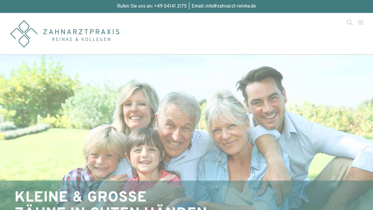 Startseite der Internetseite von Zahnarztpraxis Reinke