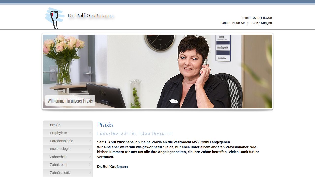 Startseite der Internetseite von Herr Dr. Rolf Grossmann