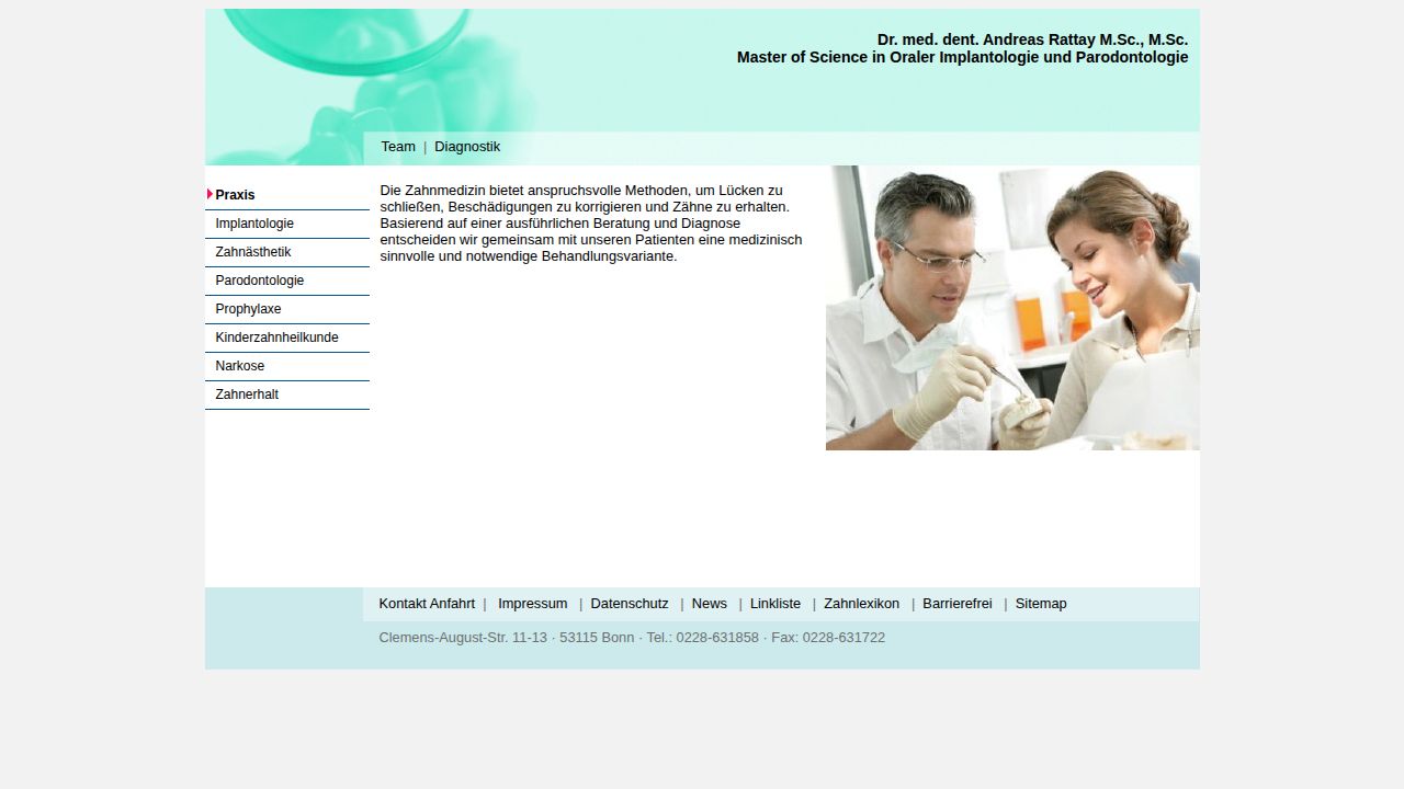 Startseite der Internetseite von Dr. med. dent.  Andreas Rattay M.Sc.
