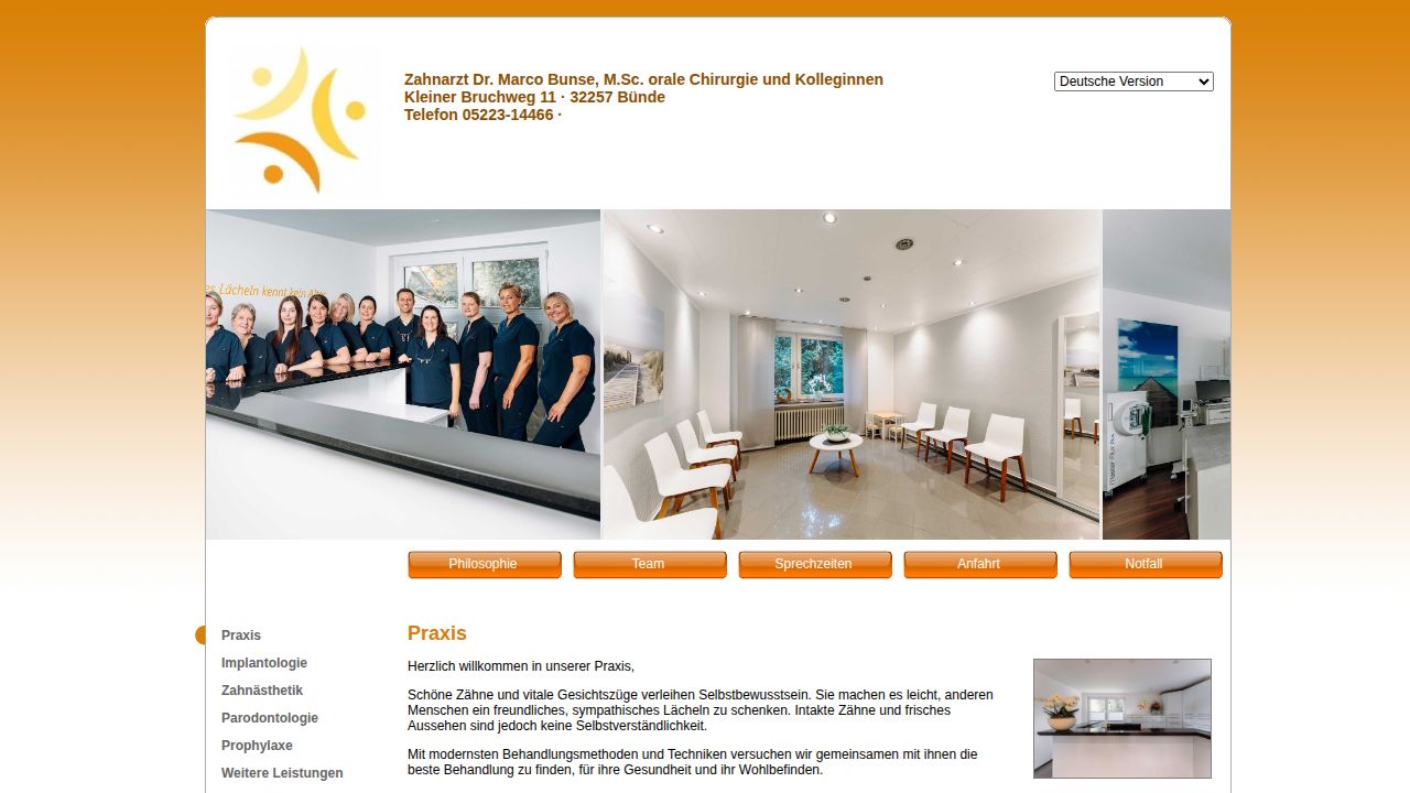 Startseite der Internetseite von Dr. Marco Bunse