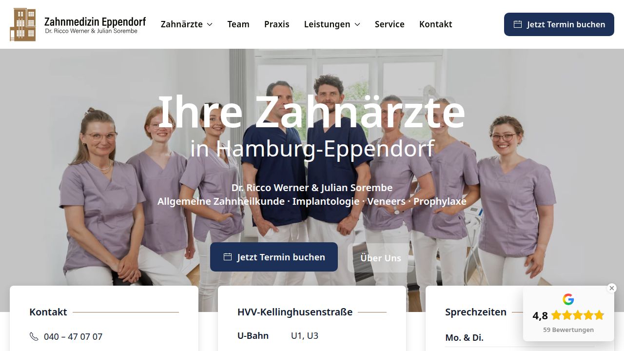 Startseite der Internetseite von Dr.med.dent. Ricco E.  Werner