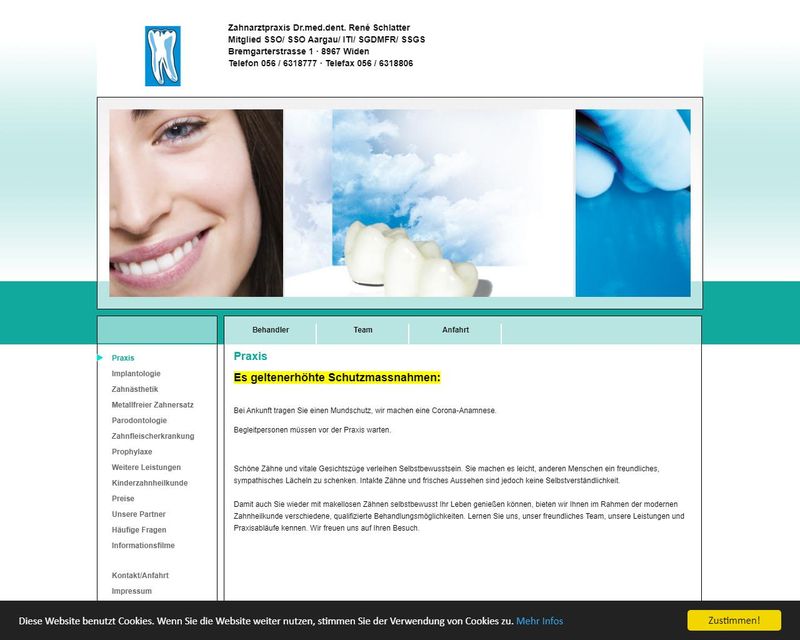 Startseite der Internetseite von Dr. med.dent. Ren&eacute; Schlatter