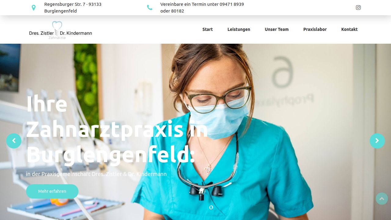 Startseite der Internetseite von Dr. Gottfried Zistler