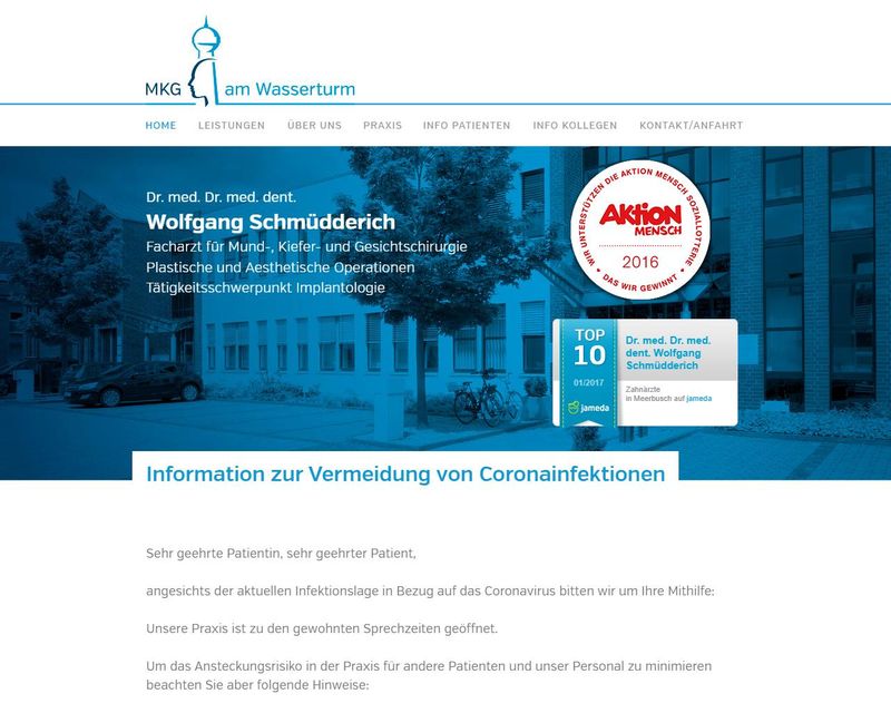 Startseite der Internetseite von Dr. Dr.  Wolfgang Schm&uuml;dderich