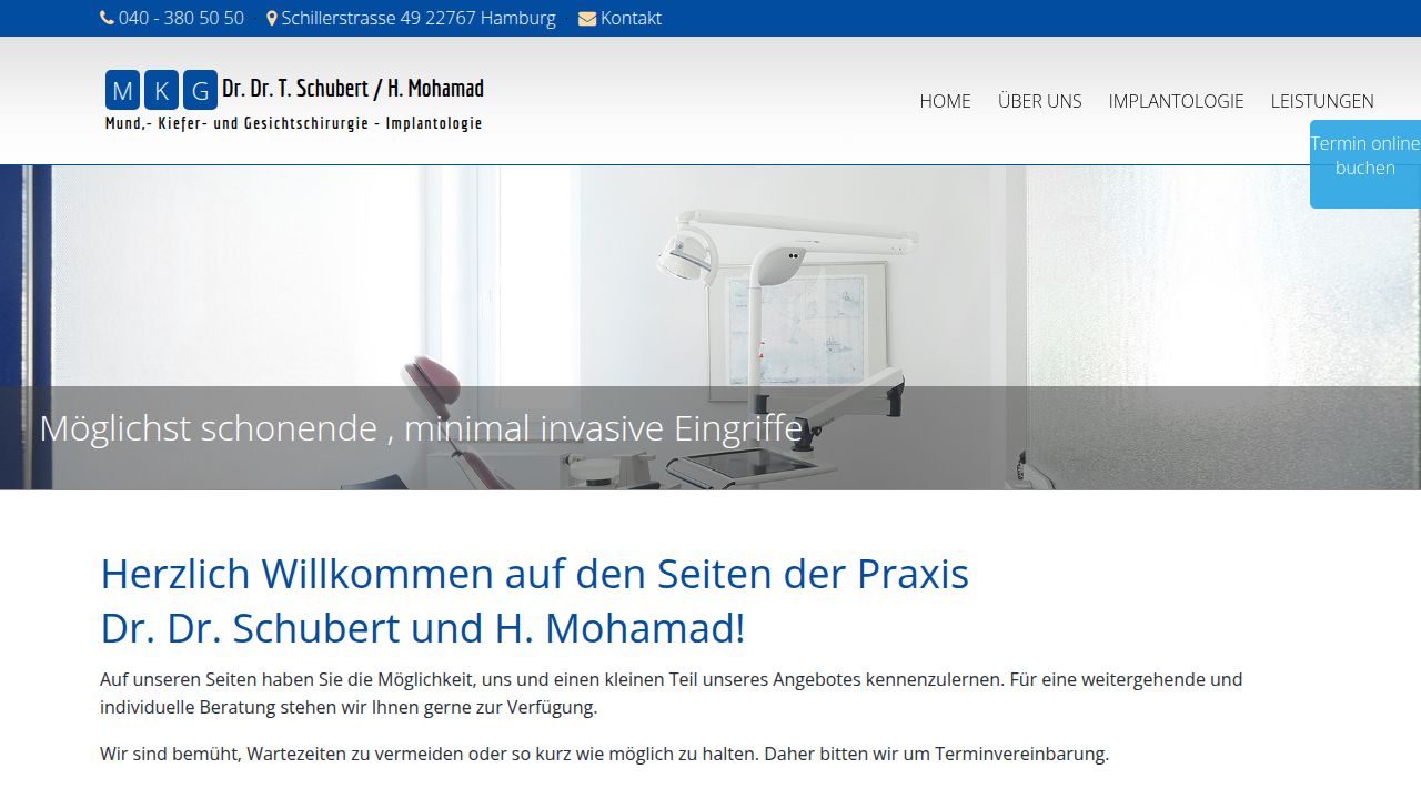 Startseite der Internetseite von Dr. Dr. T. Schubert und H. Mohamad
