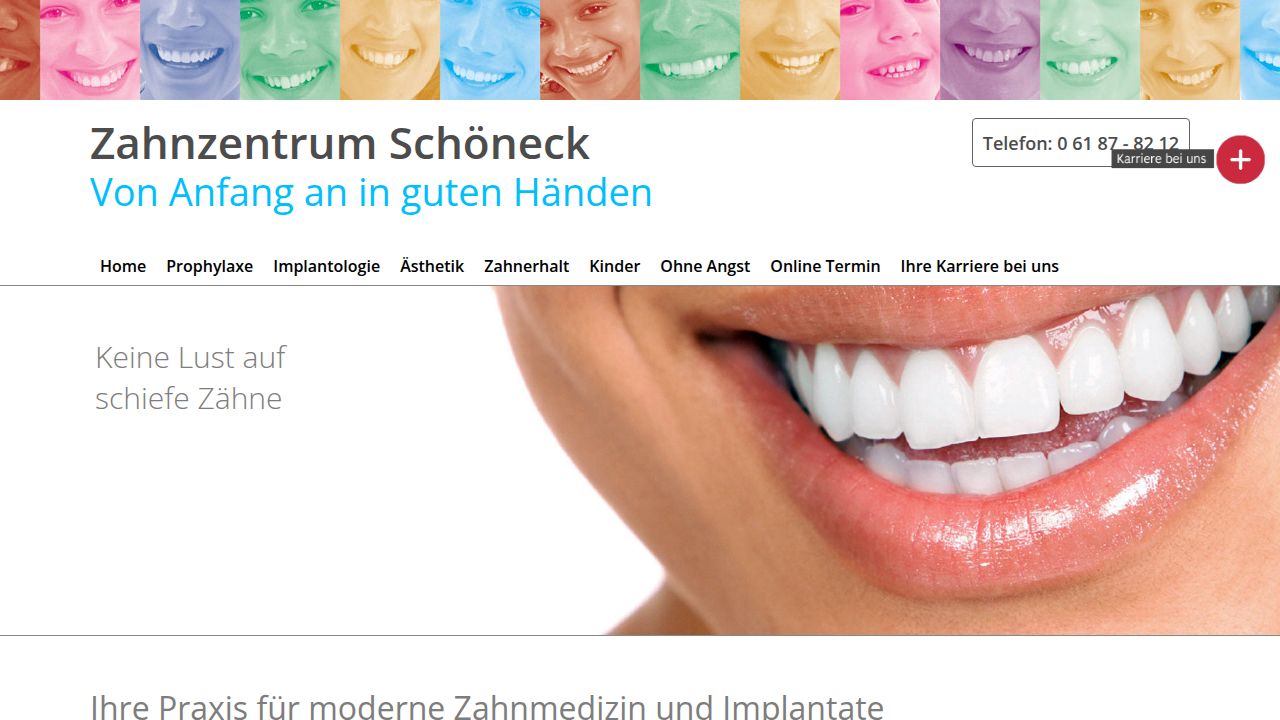 Startseite der Internetseite von Zahnzentrum Sch&ouml;neck