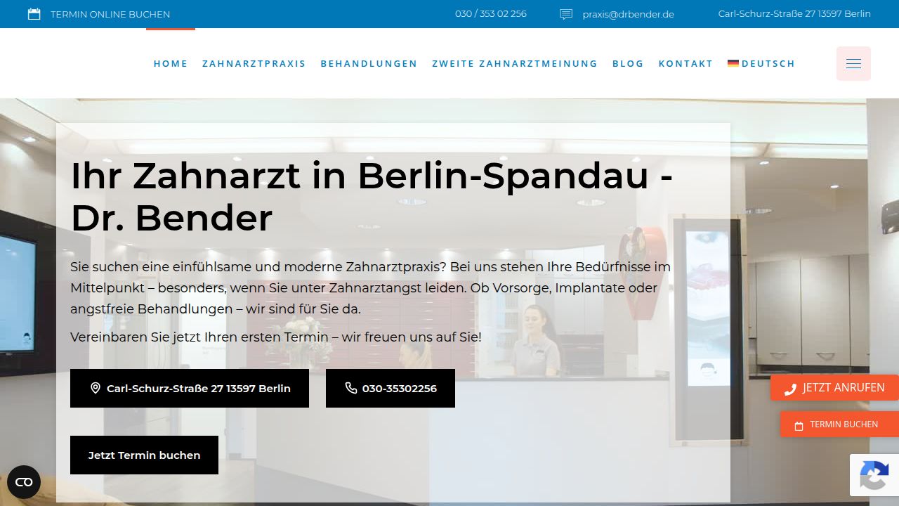 Startseite der Internetseite von Dr.med.dent. Igor Bender
