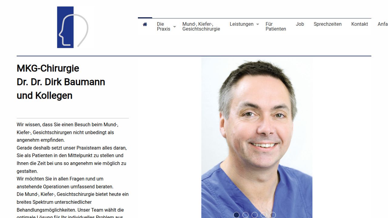 Startseite der Internetseite von Herr Dr.Dr. Dirk Baumann
