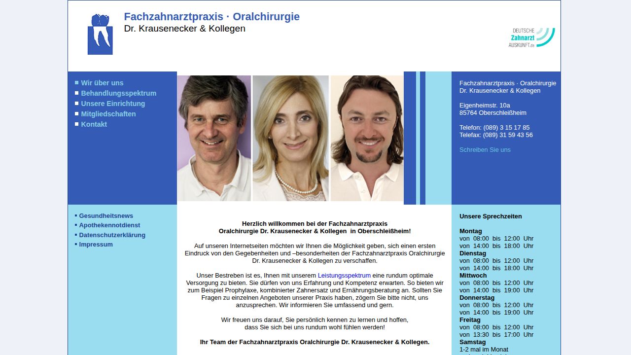 Startseite der Internetseite von Herr Dr. Christian Krausenecker